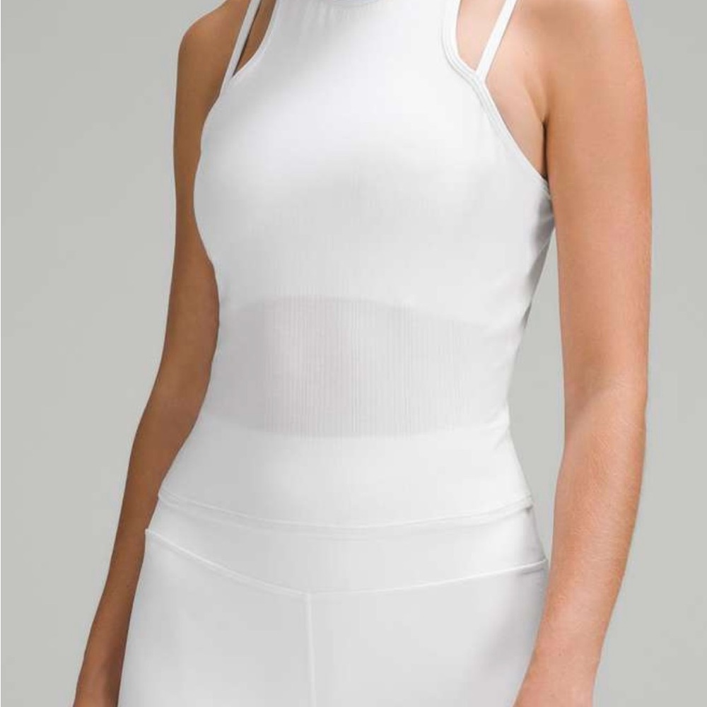 LULULEMON NWT LADIES DOUBLE STRAP YOGA TANK - SIZE 12-WHITE